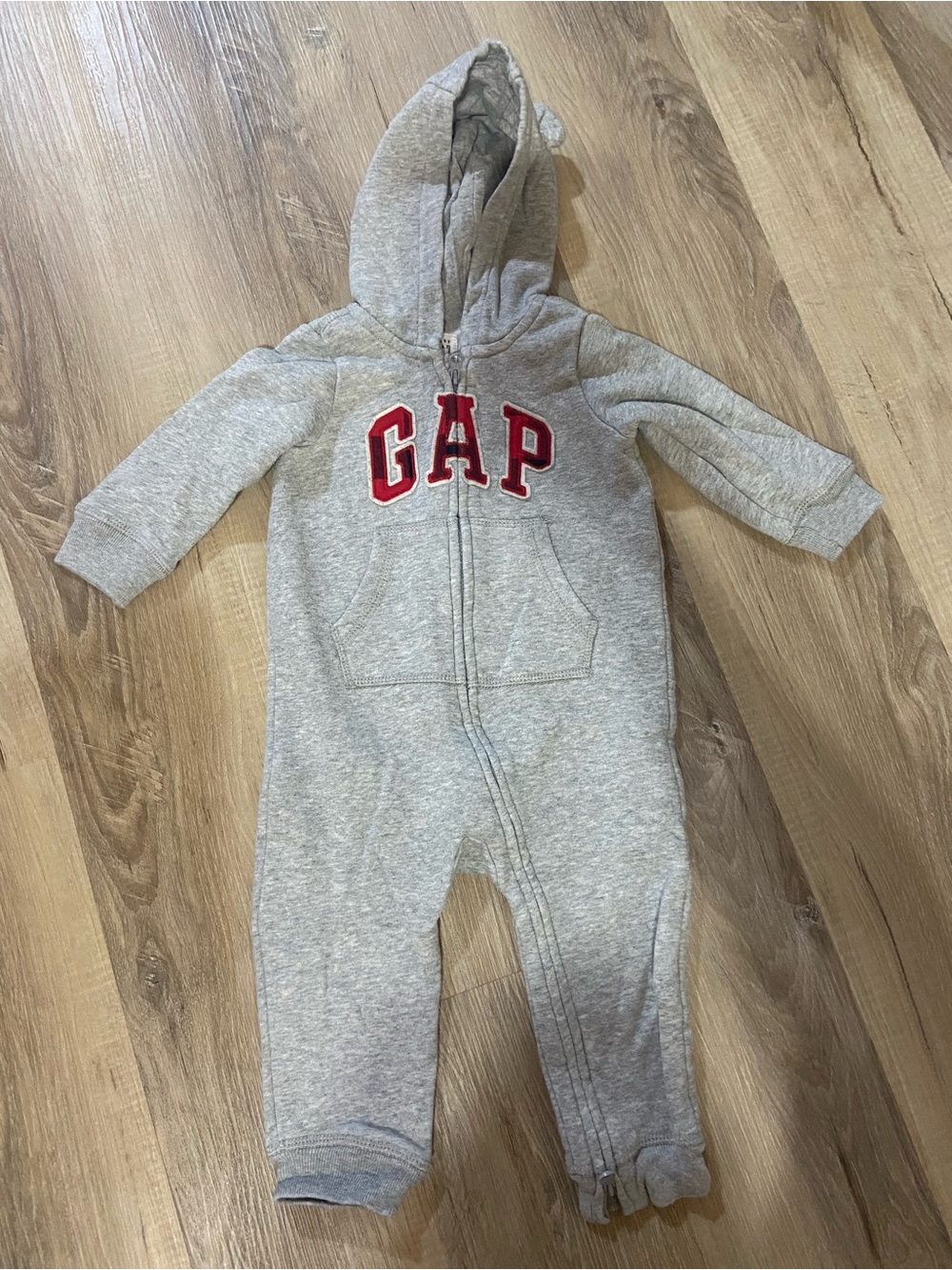 GAP Grey Hooded One-Piece with Red Logo